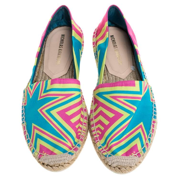 مملوكة مسبقًا Nicholas Kirkwood Multicolor Satin Espadrilles Size 37