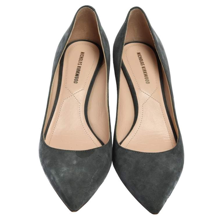 Pre Owned Nicholas Kirkwood Grey Suede Prism Pumps Size 37.5