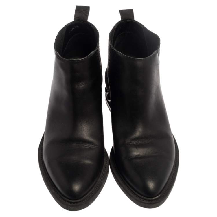 Pre Owned Nicholas Kirkwood Black leather Suzi Studded Ankle Boots Size 39
