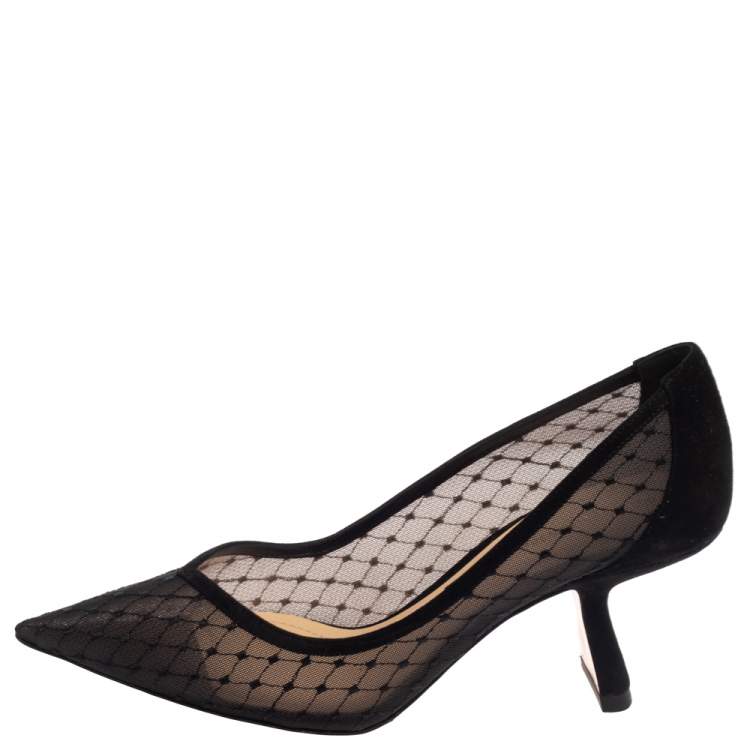 Pre Owned Nicholas Kirkwood Black Mesh and Suede Lexi Pumps Size 37.5
