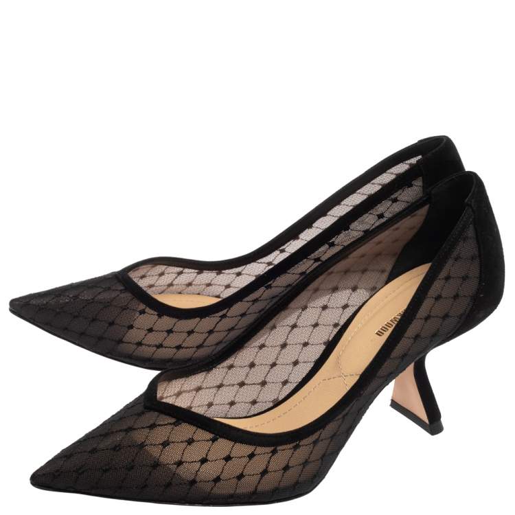 Pre Owned Nicholas Kirkwood Black Mesh and Suede Lexi Pumps Size 37.5