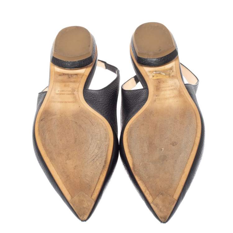 Pre Owned Nicholas Kirkwood Black Leather Beya Slingback Flats Size 39