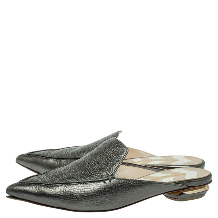 Pre Owned Nicholas Kirkwood Green Leather Beya Flat Mules Size 36