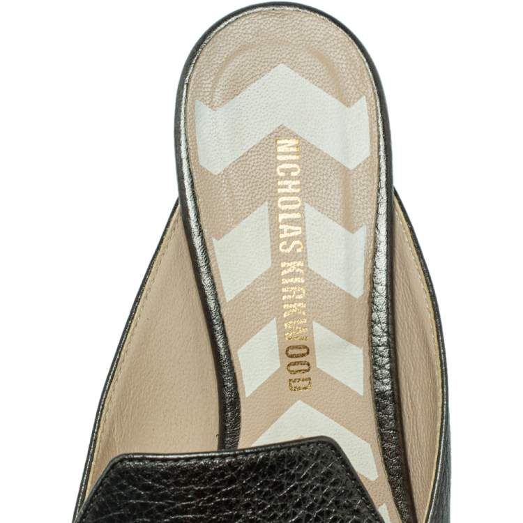 Pre Owned Nicholas Kirkwood Green Leather Beya Flat Mules Size 36