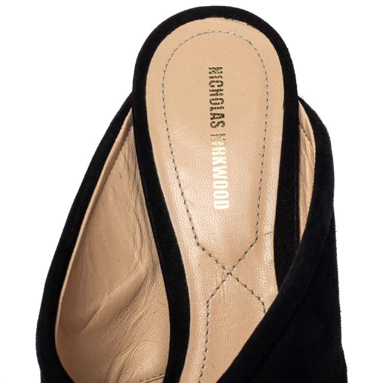 Pre Owned Nicholas Kirkwood Black Suede Criss Cross Mules Sandals Size 41