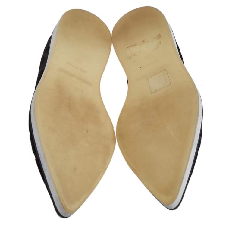 Pre Owned Nicholas Kirkwood Black Velvet And Patent Leather Pointed Toe Flats Size 36