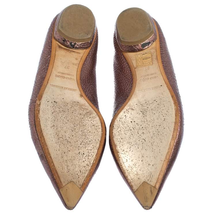 Pre Owned Nicholas Kirkwood Metallic Leather Beya PointedToe Loafers Size 37