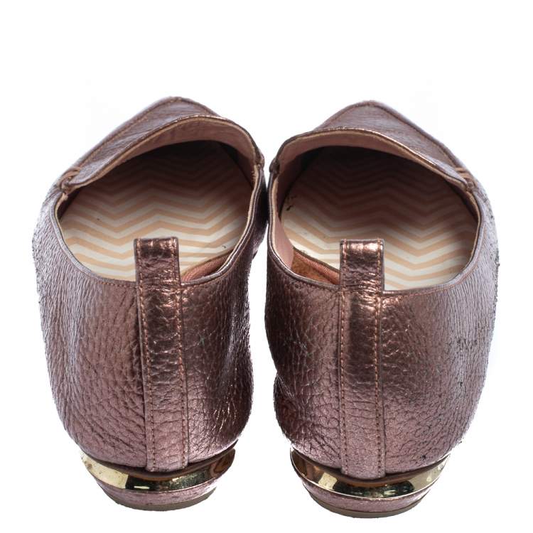 Pre Owned Nicholas Kirkwood Metallic Leather Beya PointedToe Loafers Size 37