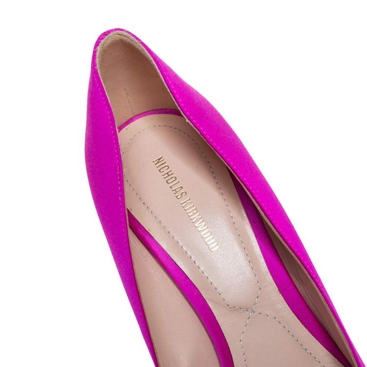 Pre Owned Nicholas Kirkwood Pink Satin Eden Pointed Toe Pumps Size 40.5