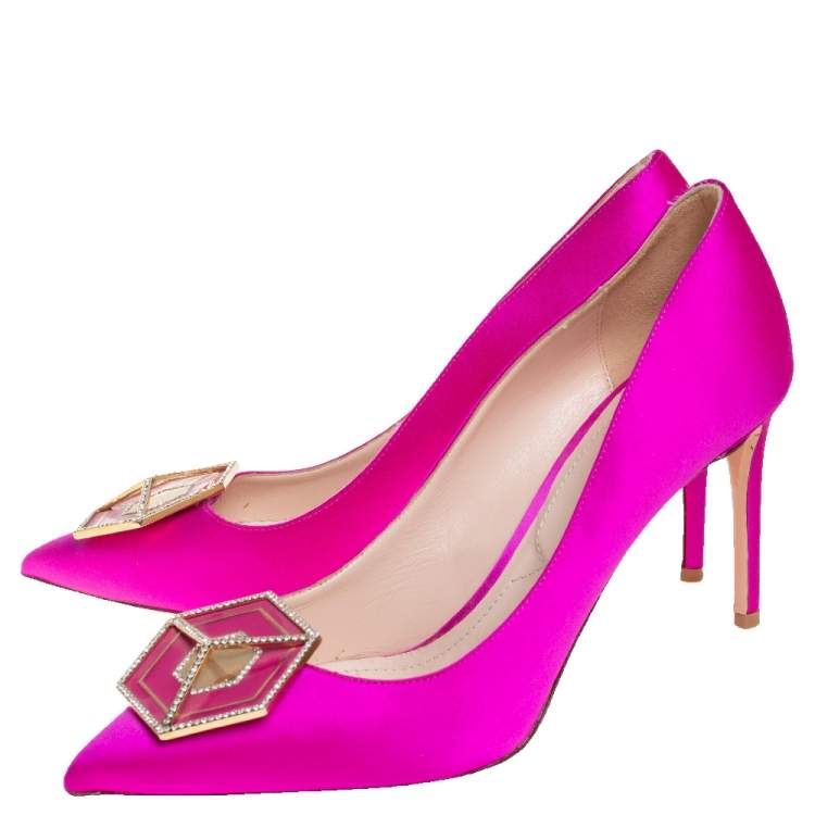 Pre Owned Nicholas Kirkwood Pink Satin Eden Pointed Toe Pumps Size 40.5