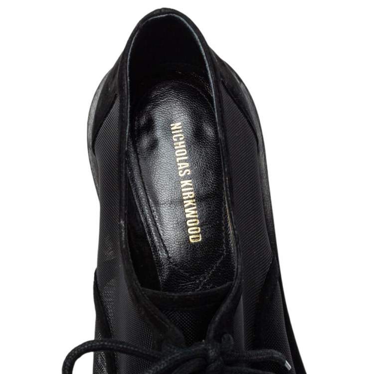 Pre Owned Nicholas Kirkwood Black Mesh And Suede Casati Deby Size 40