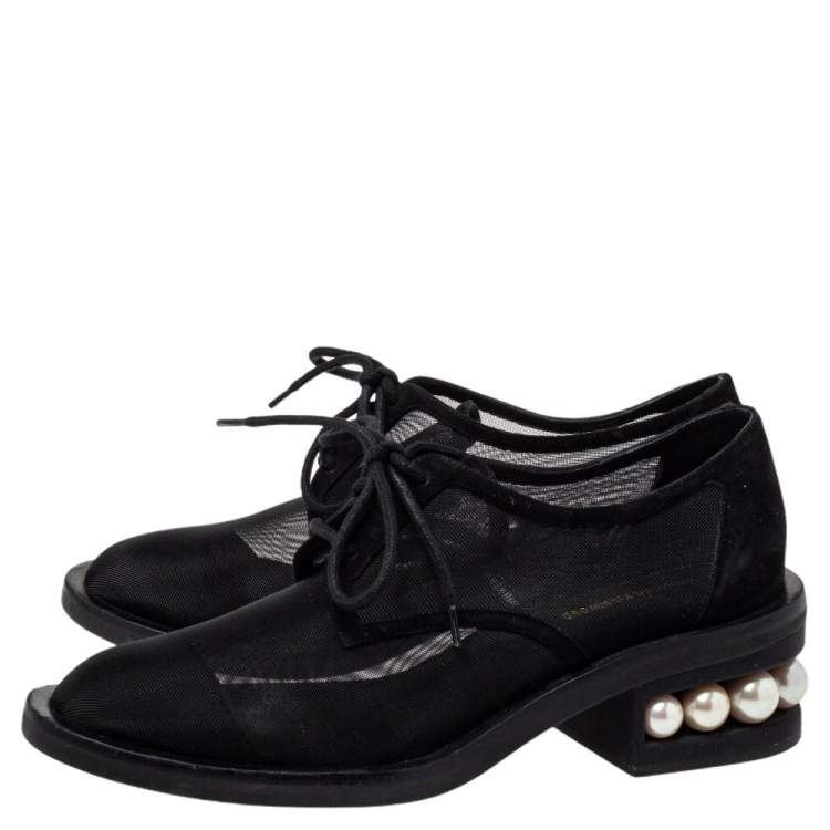 Pre Owned Nicholas Kirkwood Black Mesh And Suede Casati Deby Size 40