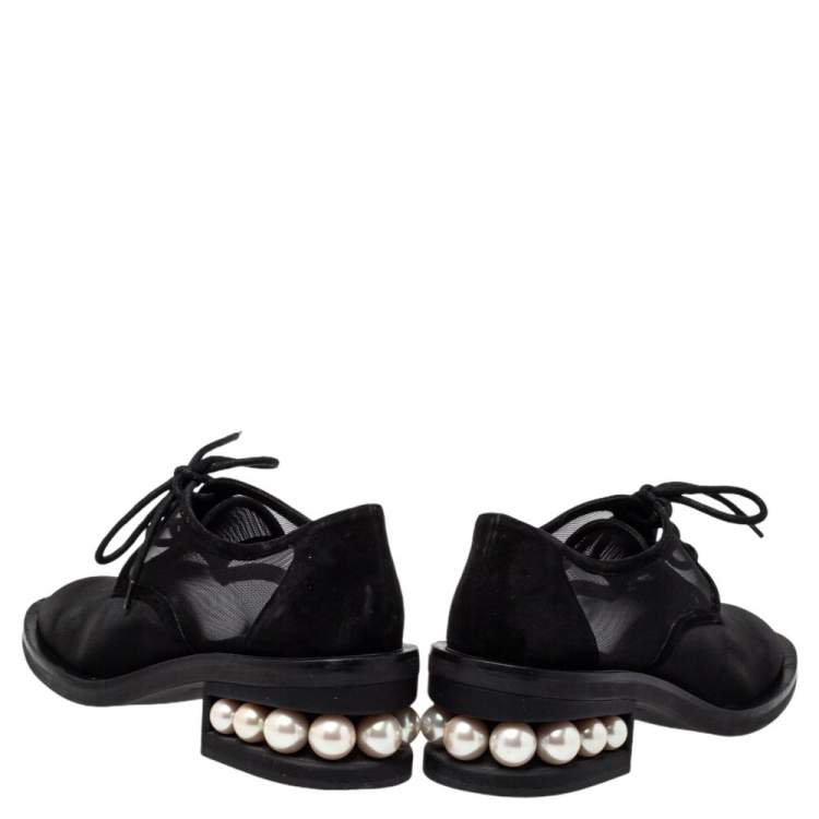 Pre Owned Nicholas Kirkwood Black Mesh And Suede Casati Deby Size 40