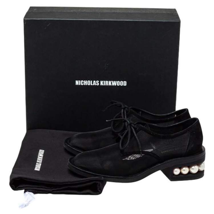Pre Owned Nicholas Kirkwood Black Mesh And Suede Casati Deby Size 40