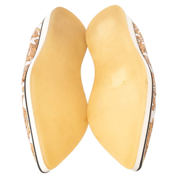 Pre Owned Nicholas Kirkwood Beige/White Cork And Fabric Pointed Toe Slip On Sneakers Size 39