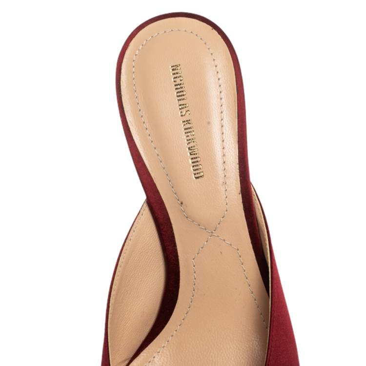 Pre Owned Nicholas Kirkwood Burgundy Satin Eden Crystal Embellished Mules Size 38