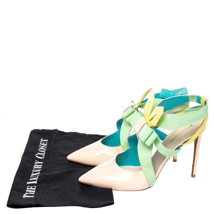 Pre Owned Nicholas Kirkwood Multicolor Patent Leather Slingback Sandals Size 41