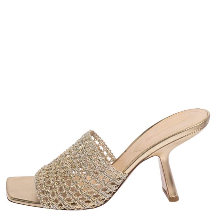 Pre Owned Nicholas Kirkwood Gold/Silver Woven Fabric Alba Mule Sandals Size 41
