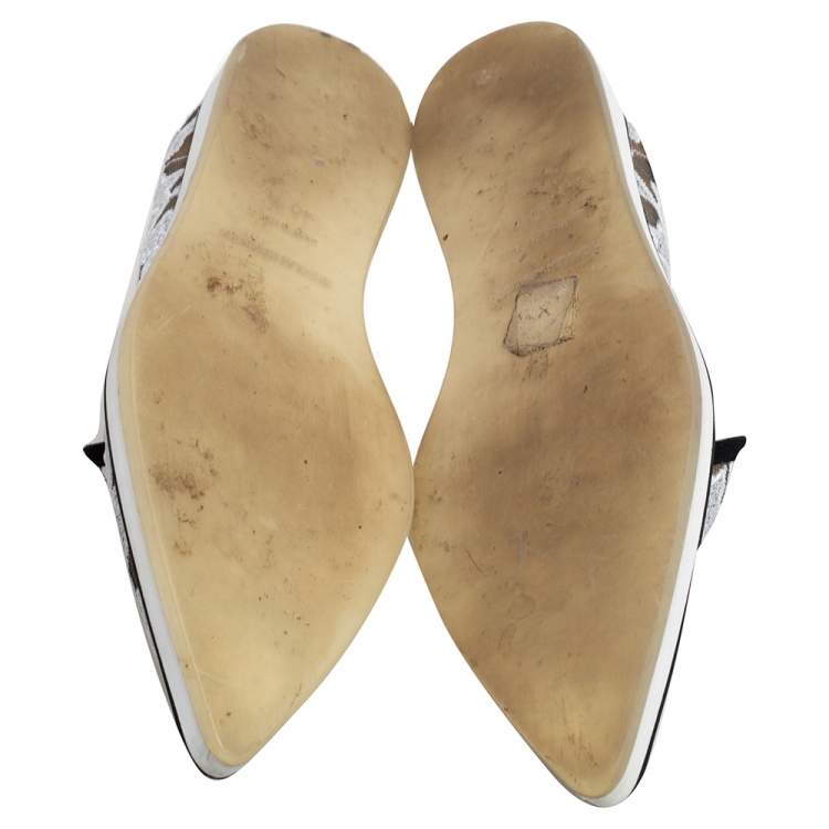 Pre Owned Nicholas Kirkwood White/Black Fabric and Mesh Pointed Toe Slip On Sneakers Size 40