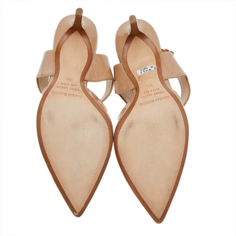 Pre Owned Nicholas Kirkwood Beige Patent Leather Pointed Toe Pumps Size 35