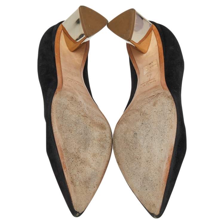 Pre Owned Nicholas Kirkwood Black Suede Prism Block Heel Pumps Size 41