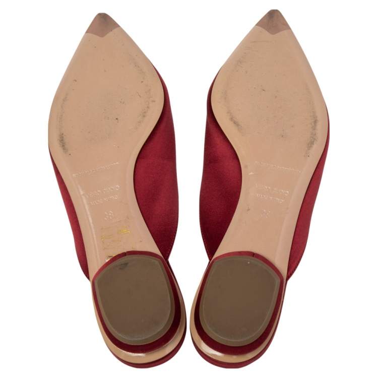 Pre Owned Nicholas Kirkwood Burgundy Satin Eden Crystal Embellished Mules Size 38
