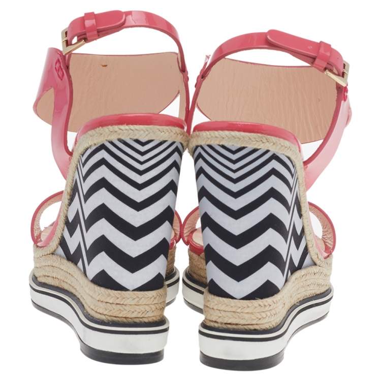 Pre Owned Nicholas Kirkwood Pink Patent Leather Wedge Espadrille Ankle Strap Sandals Size 39
