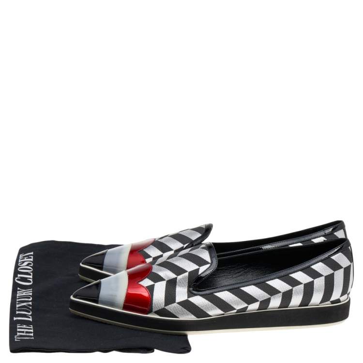 Pre Owned Nicholas Kirkwood Multicolor Patent Leather and Fabric Pointed Toe Slip On Sneakers Size 40
