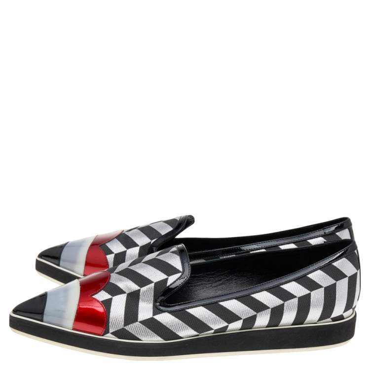 Pre Owned Nicholas Kirkwood Multicolor Patent Leather and Fabric Pointed Toe Slip On Sneakers Size 40