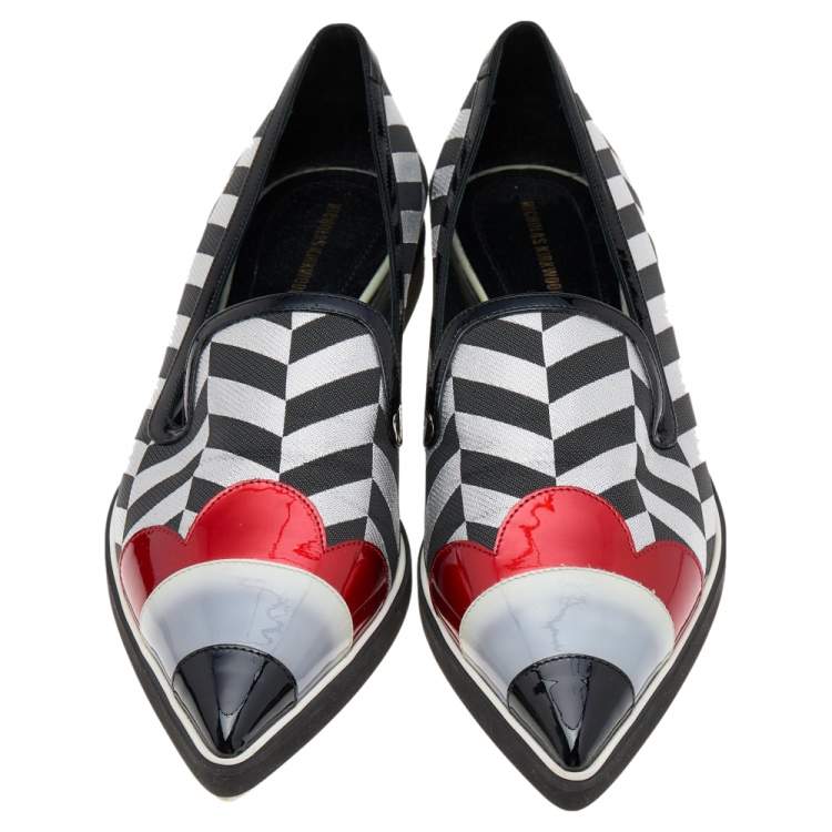 Pre Owned Nicholas Kirkwood Multicolor Patent Leather and Fabric Pointed Toe Slip On Sneakers Size 40