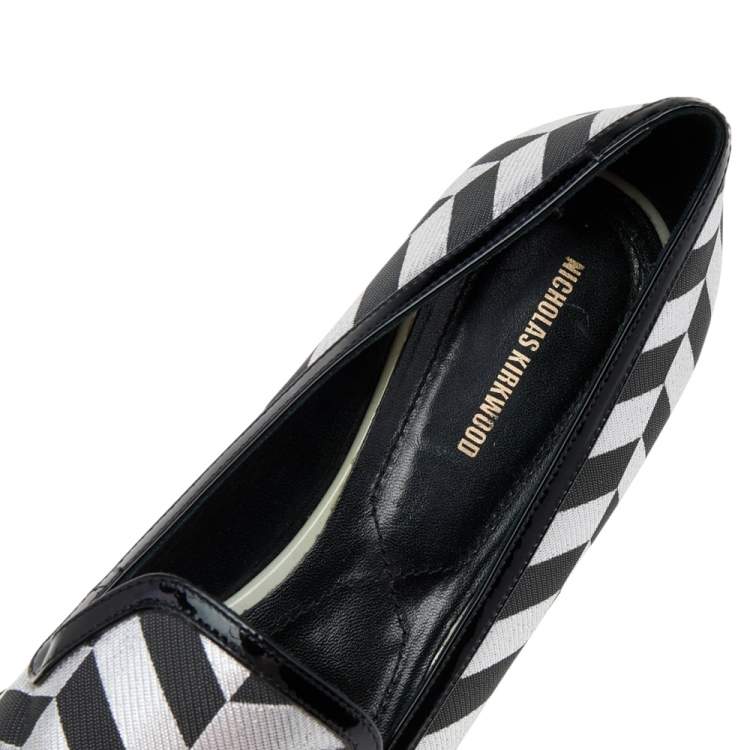 Pre Owned Nicholas Kirkwood Multicolor Patent Leather and Fabric Pointed Toe Slip On Sneakers Size 40