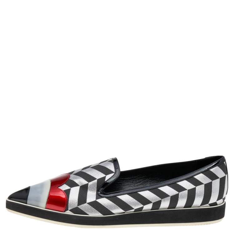 Pre Owned Nicholas Kirkwood Multicolor Patent Leather and Fabric Pointed Toe Slip On Sneakers Size 40