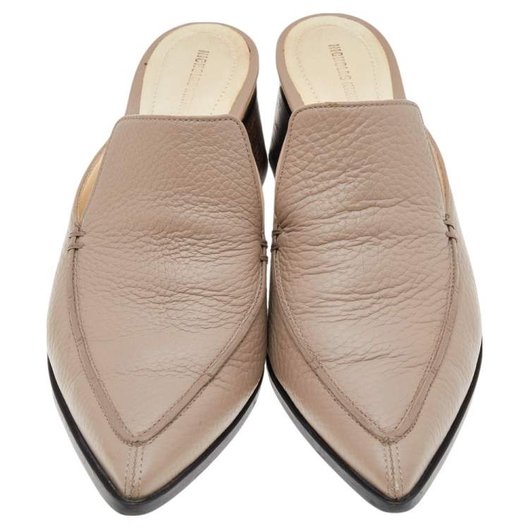 Pre Owned Nicholas Kirkwood Beige Leather Beya Pointed Toe Loafers Size 38.5