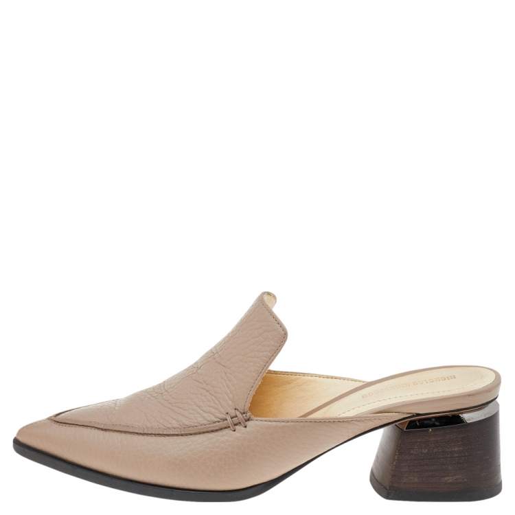 Pre Owned Nicholas Kirkwood Beige Leather Beya Pointed Toe Loafers Size 38.5