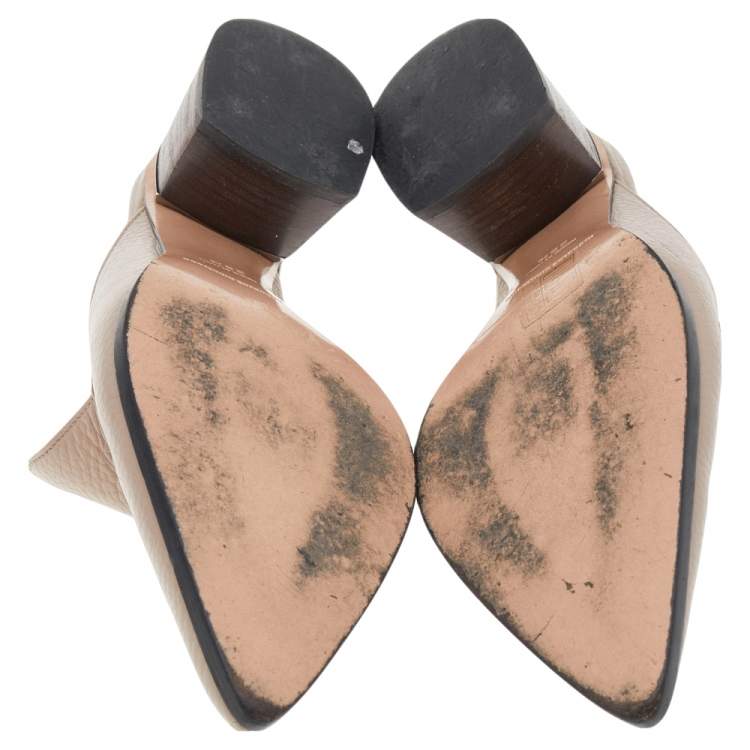 Pre Owned Nicholas Kirkwood Beige Leather Beya Pointed Toe Loafers Size 38.5