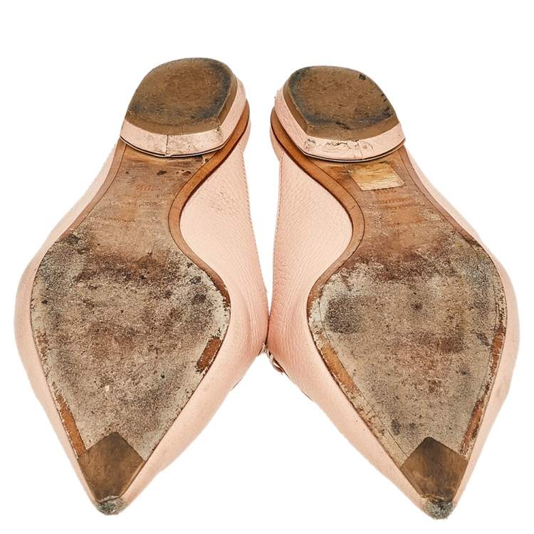 Pre Owned Nicholas Kirkwood Cream Leather Pointed Toe Beya Flat Mule Sandals Size 39.5