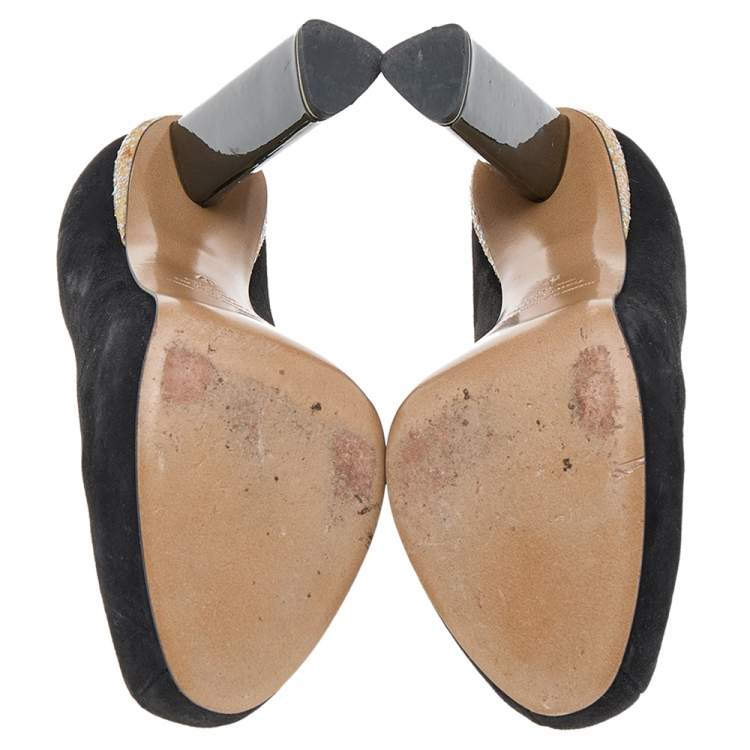 Pre Owned Nicholas Kirkwood Black Suede Platform Pumps Size 37
