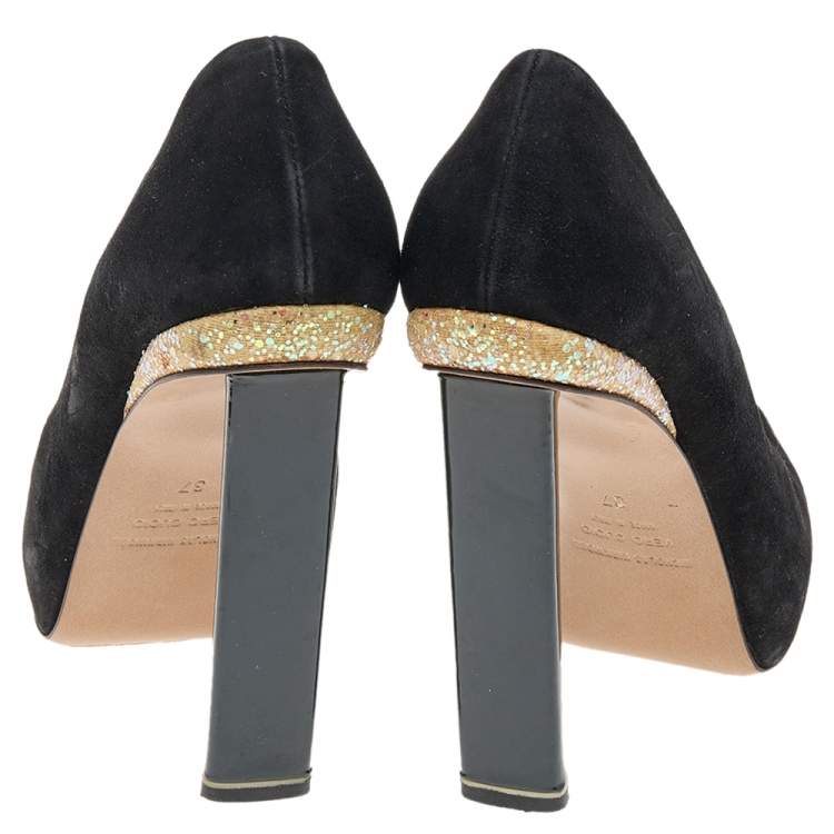 Pre Owned Nicholas Kirkwood Black Suede Platform Pumps Size 37