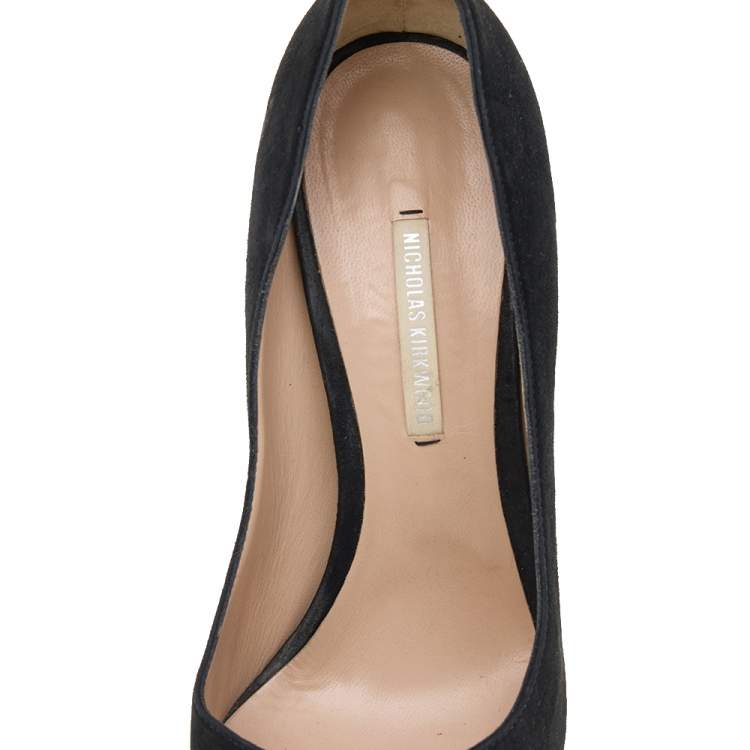 Pre Owned Nicholas Kirkwood Black Suede Platform Pumps Size 37