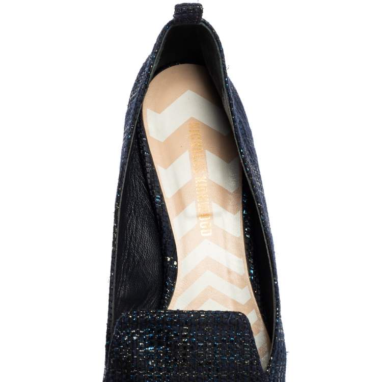 Pre Owned Nicholas Kirkwood Blue Woven Fabric Beya Pointed Toe Flats Size 40