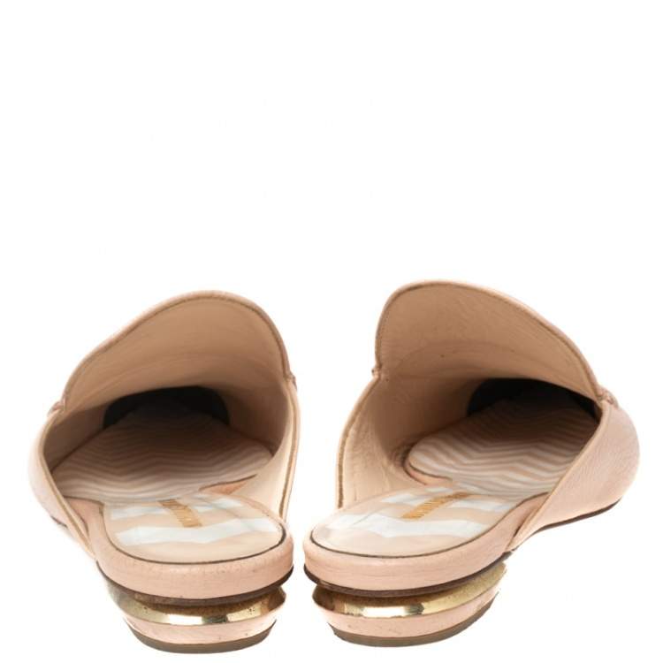Pre Owned Nicholas Kirkwood Pink Leather Beya Mule Sandals Size 38.5