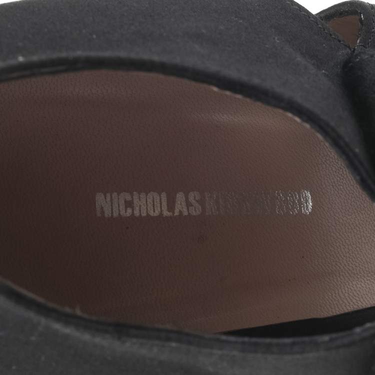 Pre Owned Nicholas Kirkwood Black Satin Criss Cross Platform Pumps Size 41