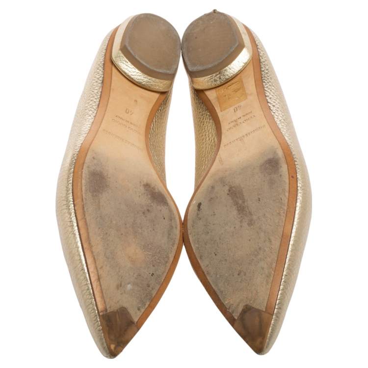 Pre Owned Nicholas Kirkwood Metallic Gold Leather Beya Pointed Toe Loafers Size 40