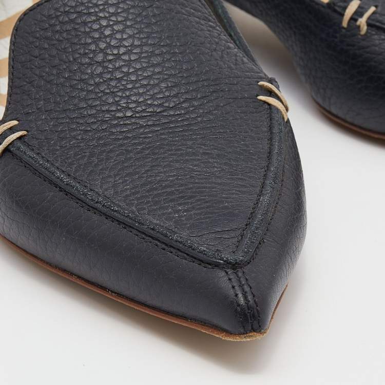 Pre Owned Nicholas Kirkwood Black Leather Beya Pointed Toe Loafers Size 39