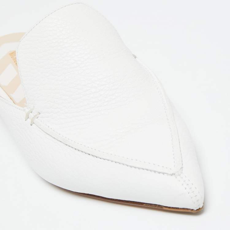 Pre Owned Nicholas Kirkwood White Leather Beya Flat Mules Size 38