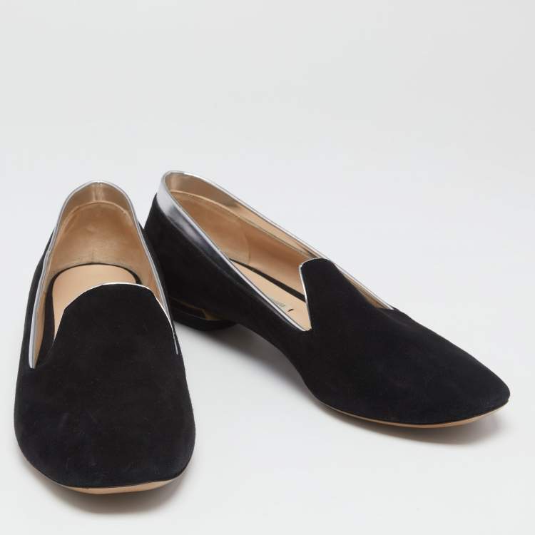 Pre Owned Nicholas Kirkwood Black/Silver Suede and Leather Loafers Size 41