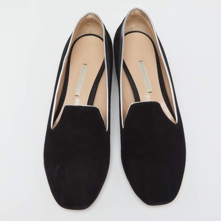 Pre Owned Nicholas Kirkwood Black/Silver Suede and Leather Loafers Size 41