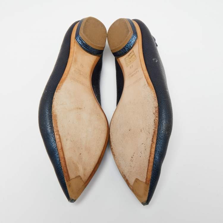 Pre Owned Nicholas Kirkwood Navy Blue Leather Beya Pointed-Toe Loafers Size 41