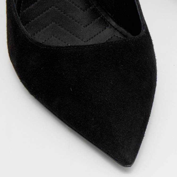 Pre Owned Nicholas Kirkwood Black Suede Pearl Embellished Pointed Toe Pumps Size 39