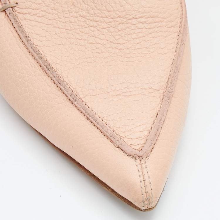 Pre Owned Nicholas Kirkwood Beige Leather Beya Flat Mules Size 37